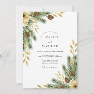 Invitación Boda Noble Bosque de Madera Verde Pino