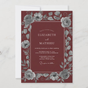 Invitación Boda Noble Invernal Granate