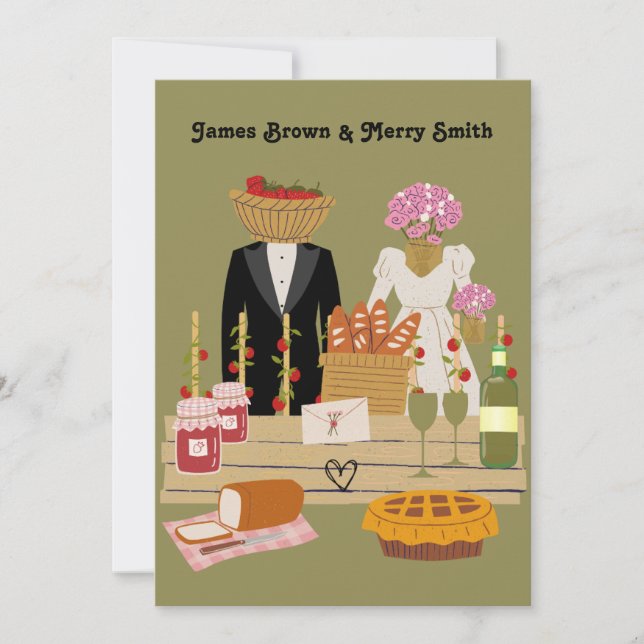 Invitación Boda Noble Romántico de Fresa Clásica (Anverso)