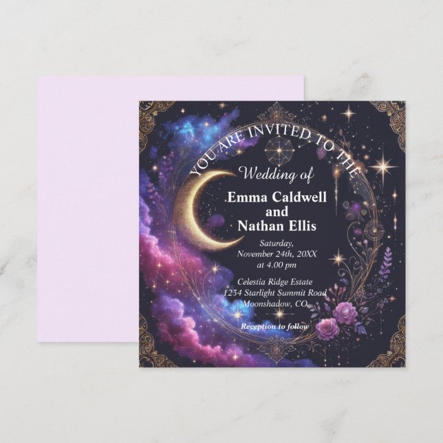 Invitación Boda Noche Estrellada (Anverso / Reverso)