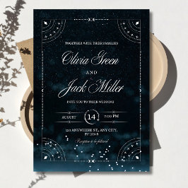 Invitación Boda Noche Estrellada Celestial Bajo Las Estrellas