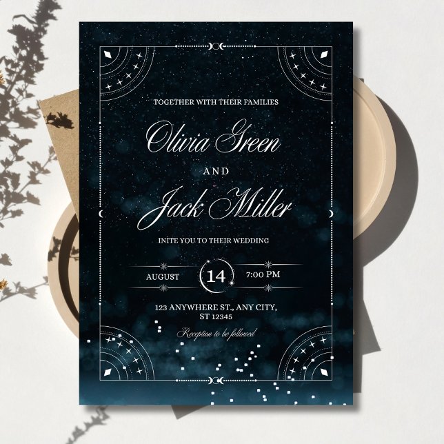 Invitación Boda Noche Estrellada Celestial Bajo Las Estrellas (Subido por el creador)