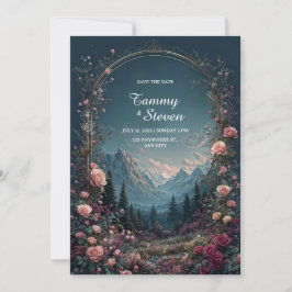 Invitación Boda nocturna con arco floral en el pintoresco val