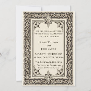 Invitación Boda Nocturna con Nudos Celtas Escoceses