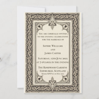 Invitación Boda Nocturna con Nudos Celtas Escoceses