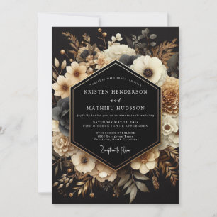 Invitación Boda Nocturna de Carbón y Oro