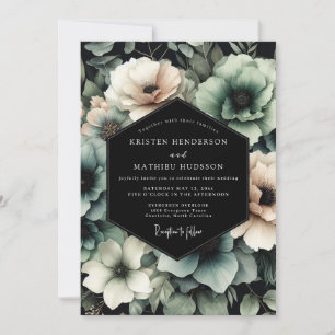 Invitación Boda Nocturna de Carbón y Salvia