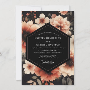 Invitación Boda Nocturna de Melocotón Carbón