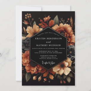 Invitación Boda Nocturna de Naranja Quemada