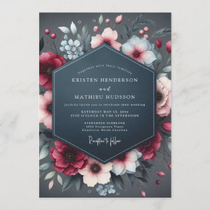 Invitación Boda Nocturna de Pizarra Borgoña