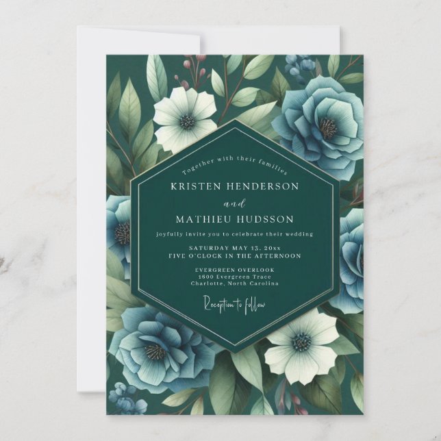 Invitación Boda Nocturna de Pizarra Esmeralda (Anverso)