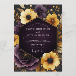 Invitación Boda Nocturna de Vara de Oro y Ciruela