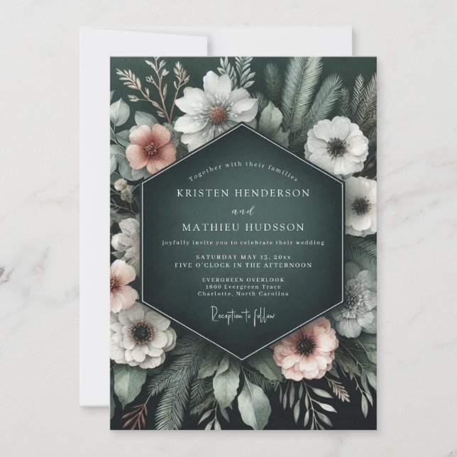 Invitación Boda Nocturna Emerald Blush (Anverso)