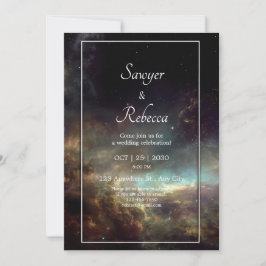 Invitación Boda Nocturna Estelar con Nebulosa Dramática Cobre