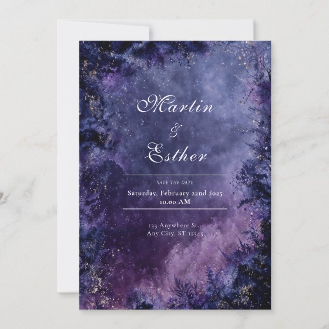 Invitación Boda Nocturna Estelar de la Nebulosa Mística de Or (Anverso)