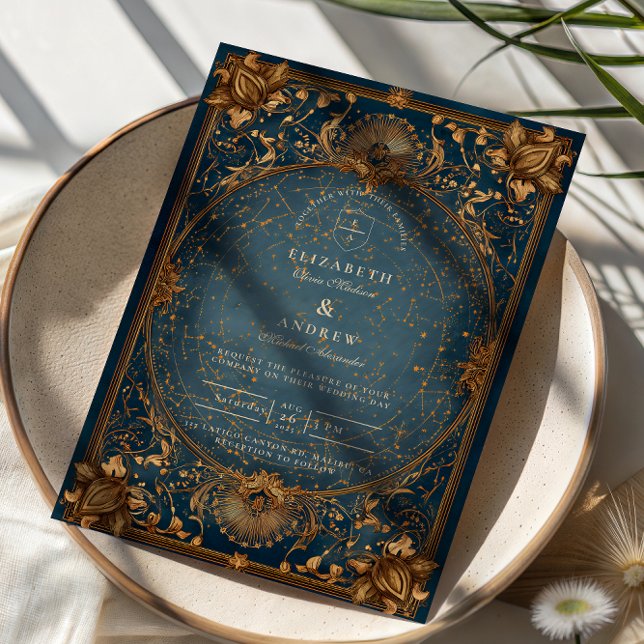Invitación Boda Nocturna Estelar Dorada (Subido por el creador)