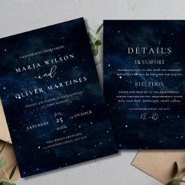 Invitación Boda Nocturna Estelar Elegante Celestial Moderna