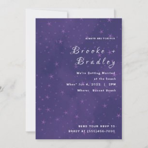Invitación Boda Nocturna Estelar Púrpura