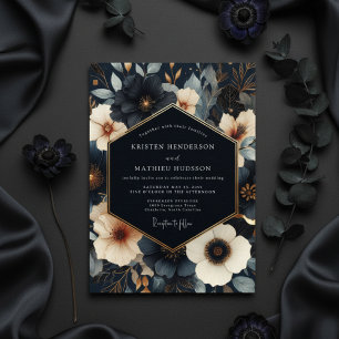 Invitación Boda Nocturna Floral Marina