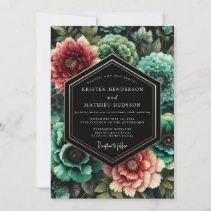 Invitación Boda Nocturna Floral Turquesa