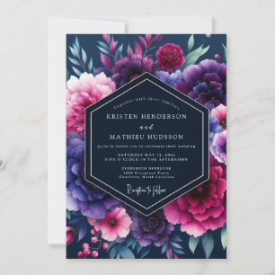 Invitación Boda Nocturna Índigo Fucsia