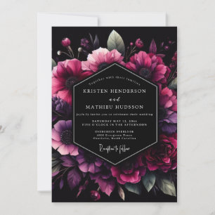 Invitación Boda Nocturna Magenta Bloom