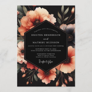 Invitación Boda Nocturna Melocotón Pizarra