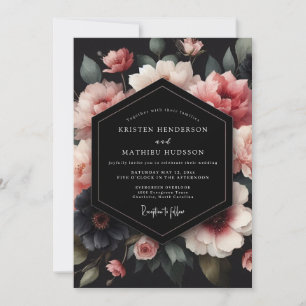 Invitación Boda Nocturna Pétalo Rubor de Carbón