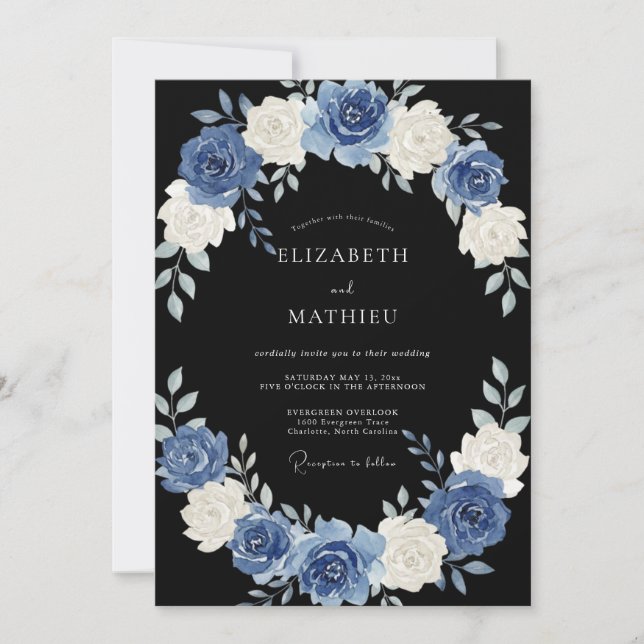 Invitación Boda Nocturna Regia Negra (Anverso)