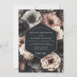 Invitación Boda Nocturna Rosa Carbón