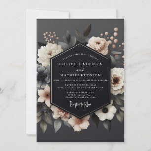 Invitación Boda Nocturna Sombría con Rubor