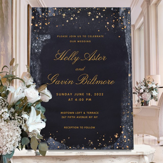 Invitación Boda nocturno de oro Starry (Subido por el creador)
