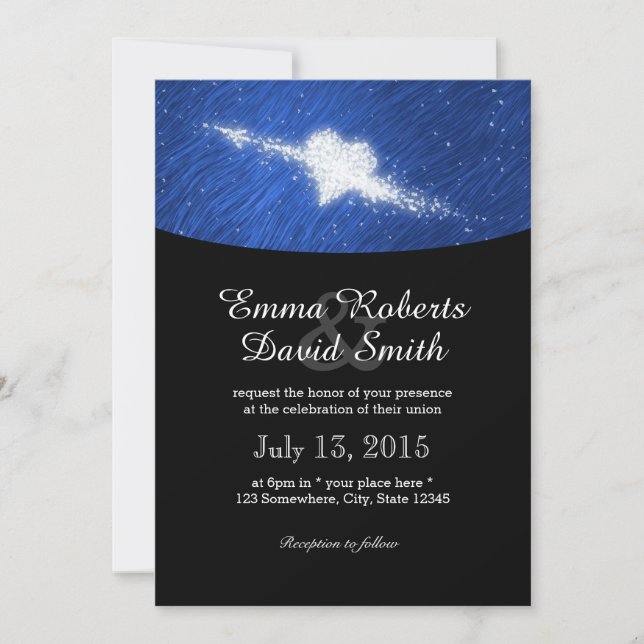 Invitación Boda nocturno estrellado que se enamora (Anverso)