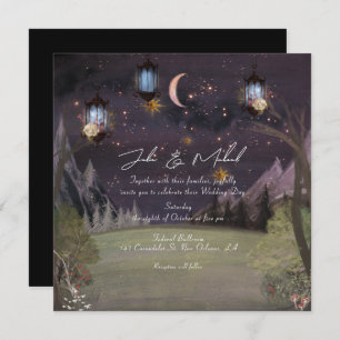 Invitación Boda Nocturno Místico Mágico Moderno de Woodland
