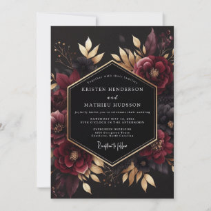 Invitación Boda Noir Dorado Borgoña