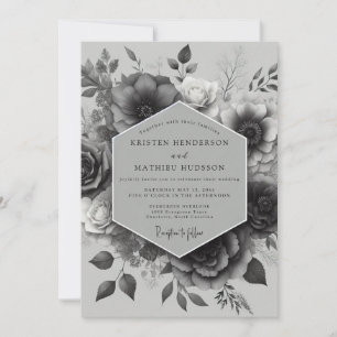 Invitación Boda Noir Elegant Bloom