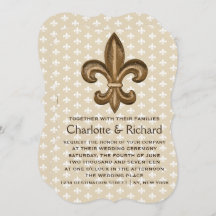 Boda Nola Gold y White French Fleur De Lis