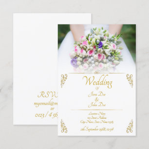 Invitación Boda - novia con ramo de novia colorido