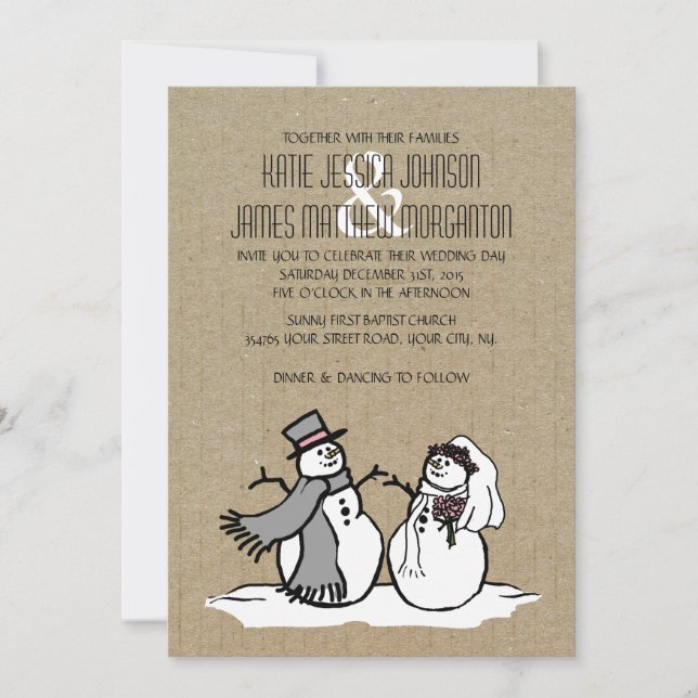 Invitación Boda Novia y Groom de invierno (Anverso)