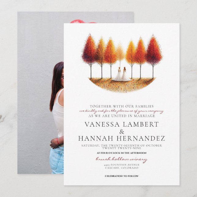 Invitación Boda Novias Caídas (Anverso / Reverso)