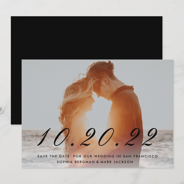Invitación Boda numérica de fotos Guardar la fecha (Anverso / Reverso)