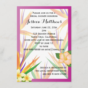 Invitación Boda nupcial de la ducha de la ave del paraíso del