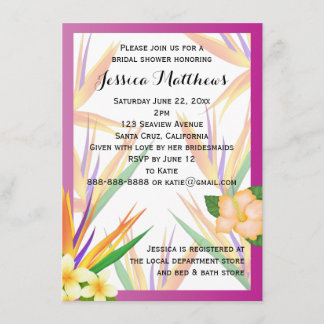 Invitación Boda nupcial de la ducha de la ave del paraíso del