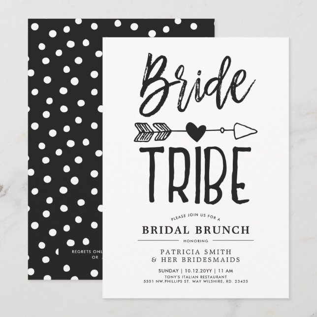 Invitación Boda nupcial del brunch de la tribu el | de la (Anverso / Reverso)