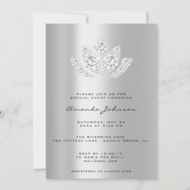 Invitación Boda Nupcial Loto Mandala Cristal  (Anverso)