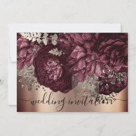Invitación Boda nupcial Rosa Burgundy Marsala Floral