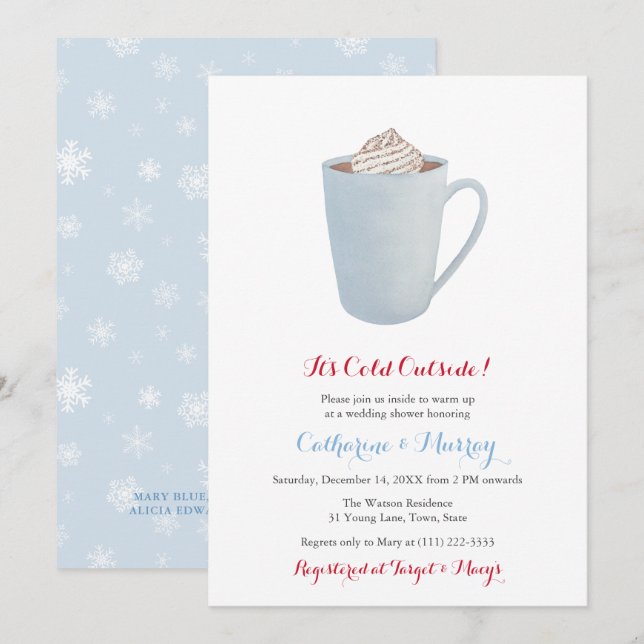 Invitación Boda o Baby Shower de Blue Hot Cocoa Mug (Anverso / Reverso)