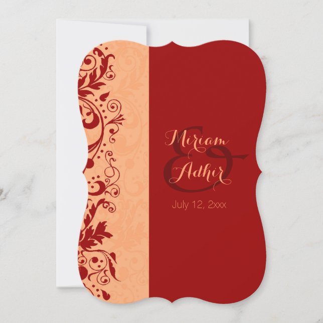 Invitación Boda o compromiso musulmán roja (Anverso)