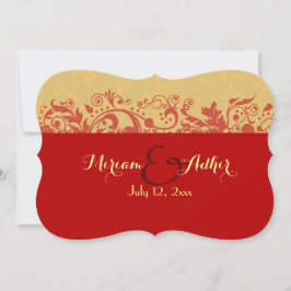 Invitación Boda o compromiso musulmán rojo y dorado