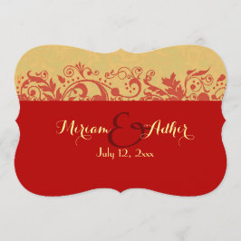 Invitación Boda o compromiso musulmán rojo y dorado